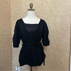 Lane Bryant Black Blouse with Belt